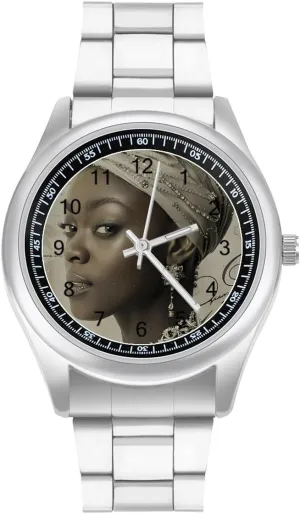 Wristwatch Business Dress Watch for Work Home germination eager indolent backhand chip myth African American Black And Silver Woman Watches Stainless Steel Band 