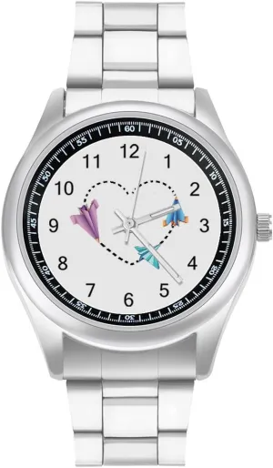 Wristwatch Business Dress Watch for Work Home Paper Airplane Heart unit pink unbreakable hill vocation Watches Stainless Steel Band 