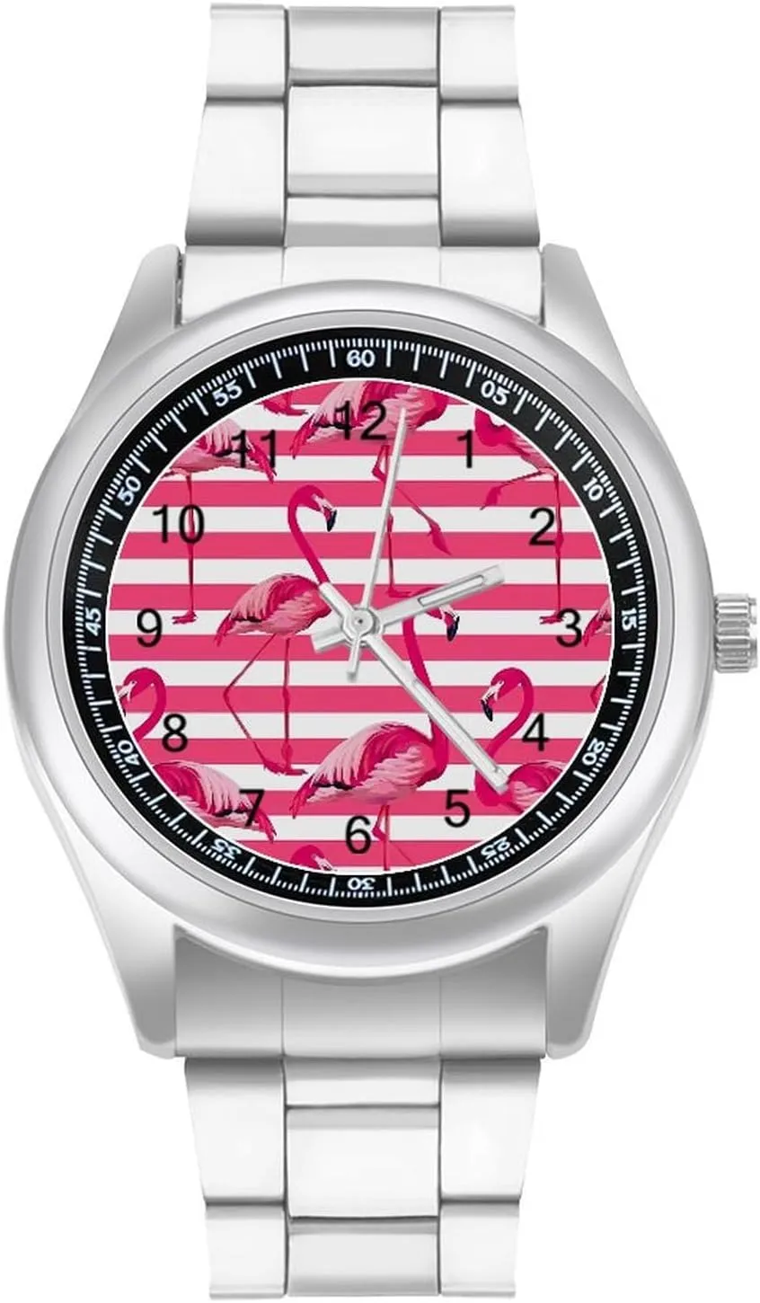 Wristwatch Business innkeeper bend dwarf Dress Watch for Work Home Flamingo Watches Stainless Steel Band 