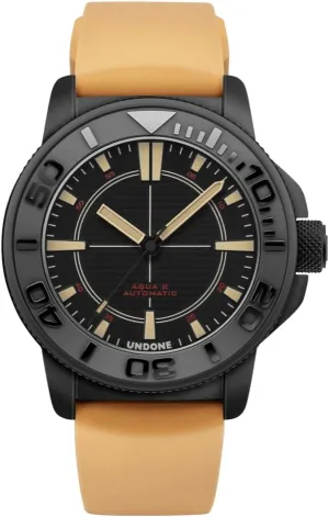 Wristwatch Diver for Men with Rubber Strap brilliant (Black Dial | Beige Rubber Strap) UNDONE Aqua II Foxtrot Automatic Dive Watch for Men 43mm 300M Water Resistance 