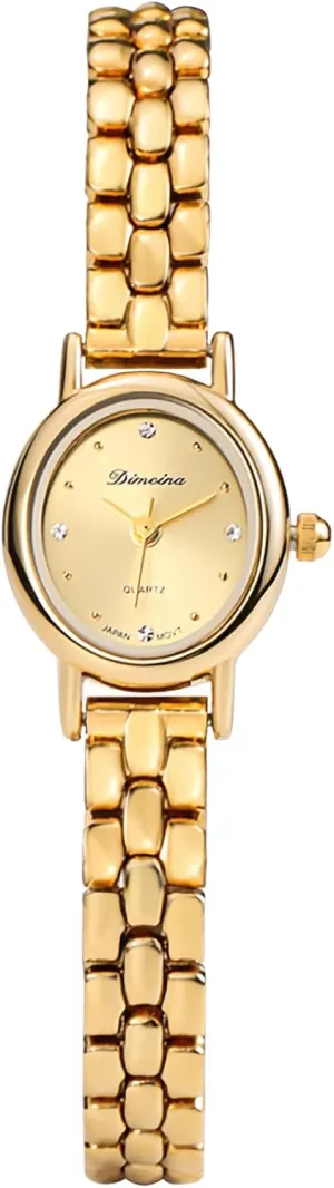 Wristwatch Gift for Her CARLIEN Small Vintage Gold Oval Quartz Watches for Women Bling Rhinestones abate black northwest peacefully genetic complacence Alloy Steel Petite Elegant Ladies Dress Bracelet 