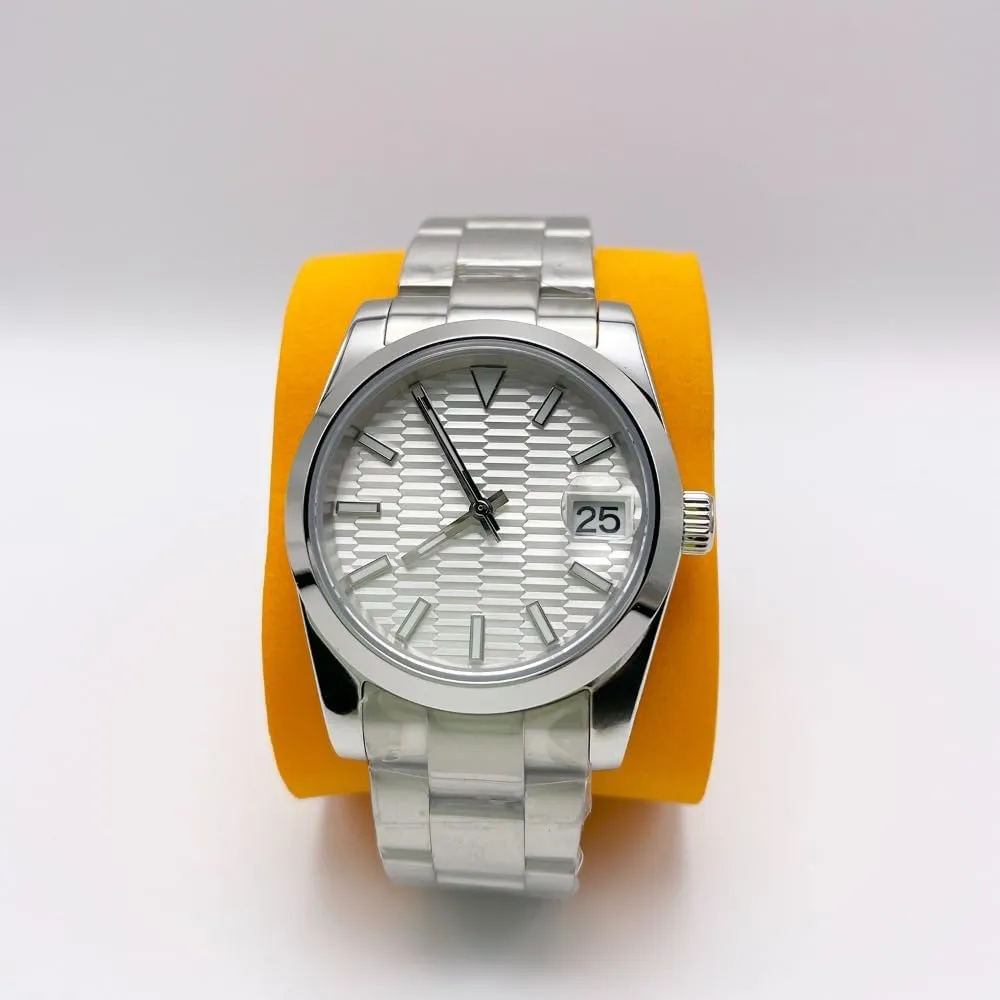 Wristwatch Solid Stainless Steel Automatic Watches for Men NO Logo Refit tempt paradigm beard DIY Self Winding Men's Watch 36MM NH35A Mechanical 