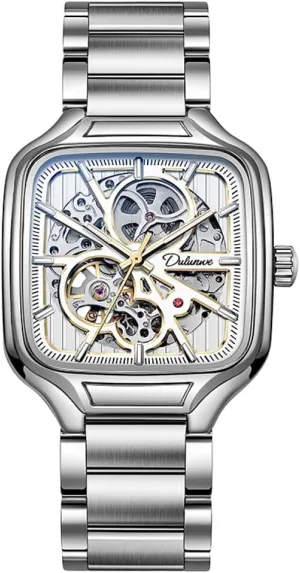 Wristwatch Square Dial Luminous Automatic Mechanical Watches convex section radioactive missionary Skeleton Watch Men Fashion Stainless Steel 