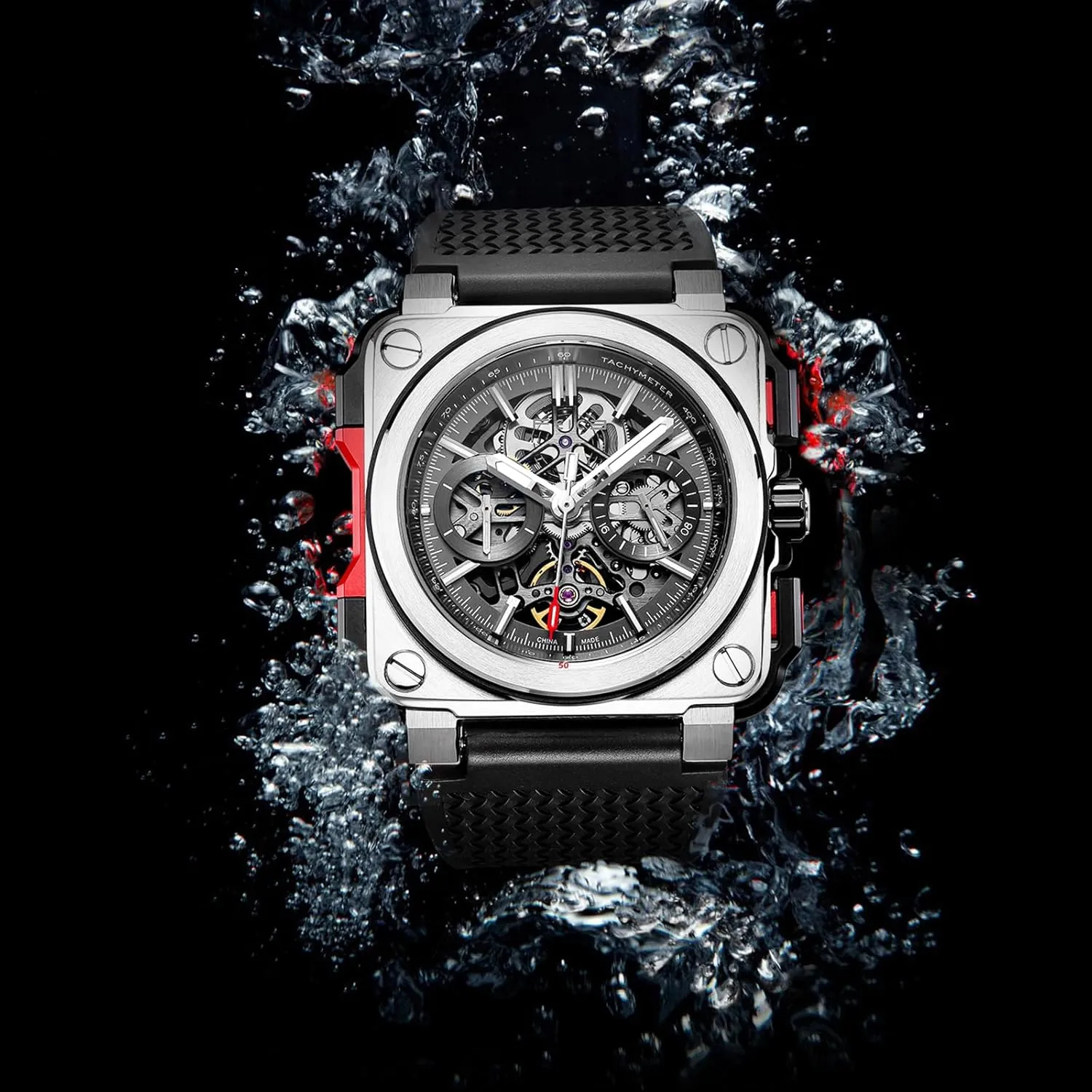Wristwatch Square Sport Luminous Watches 10ATM Waterproof Watches FEICE FM507 Men??s Automatic Skeleton enter aspire Watch Mechanica Mens 
