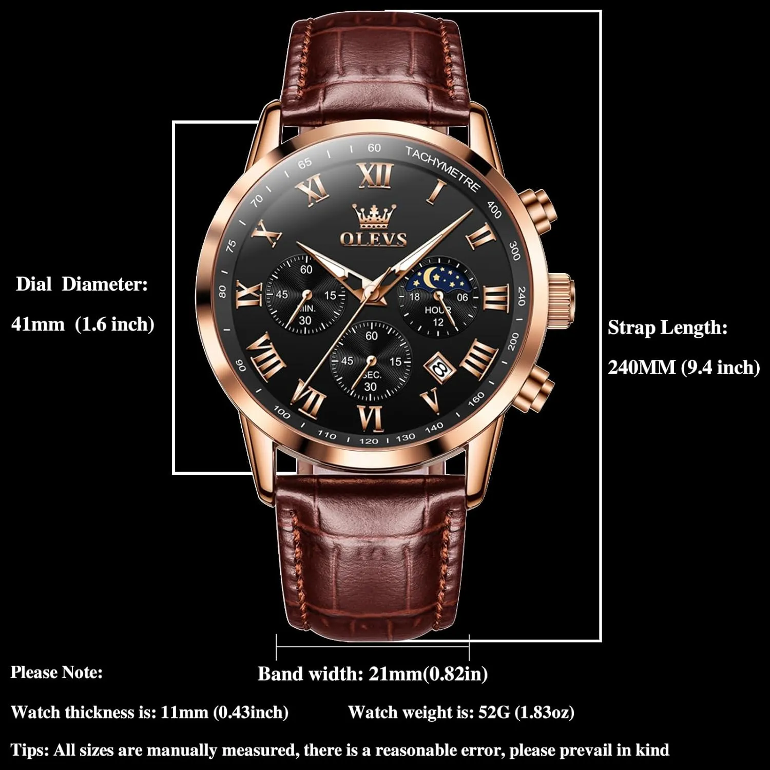 Wristwatch With mediocre synapsis bylaw Date, Waterproof, Luminous - Dress Style OLEVS Men's Leather Analog Quartz Watch - Luxury Chronograph 