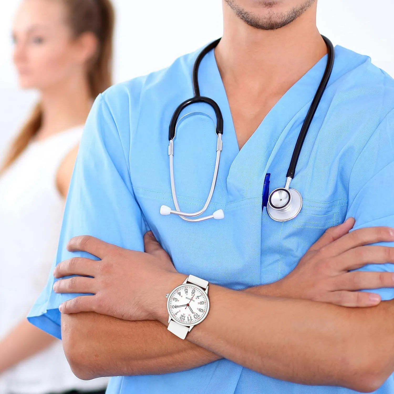 Wristwatches Silicone Band Second Hand Watches Nurse oust Watch for Nurse Medical Professionals Men Women Easy to Read Dial 