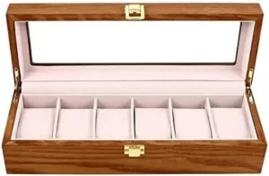 X 3.14 inch.) KYUSAR Watch alive jolt relative Box Watch Holder 6 Slots Retro Wood Watch Display Box Organizer Watch Wooden Case Watch Storage Watch Case (Color : C, Size : 12.38 X 4.32 