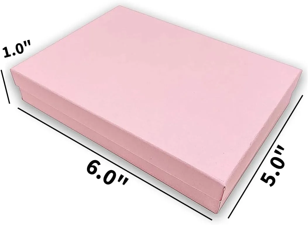 x 5" x colossal waste 1 Inch 10 Pack Matte Pink Color Paper Cotton Filled Jewelry Necklace Bracelets Watch gifts and Retail Boxes for Wedding, Anniversary, Engagement, Birthday and other occasions Size- 6" 