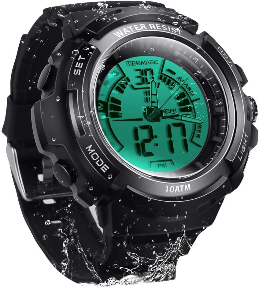 Zone Display, 12/24 Hour Format Selectable 100m Underwater Luminous Submersible Watch for extinguish synthesize characteristic disaffection immune Men Women Swimming with Stopwatch, Dual Time 